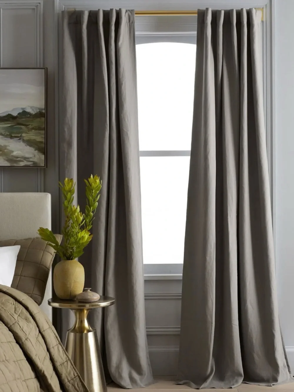 Quince European Linen Room Darkening Panels. (2 panels) 48x96 in Grey